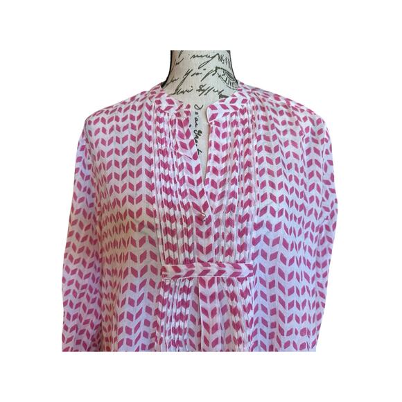 NWOT Oliphant 100% Cotton Block Print Top XL Boho Tunic Blouse ResortWear - Picture 2 of 11